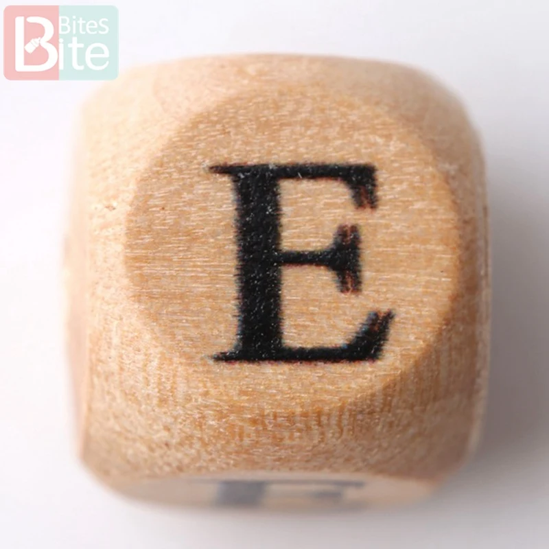 Letter E 10 шт. деревянные буквы алфавита, детский прорезыватель, сделай сам, Прорезыватель для зубов, цепочка для кормления, ожерелье, браслет, подарок для ребенка, Игрушка-прорезыватель - Цвет: Letter E