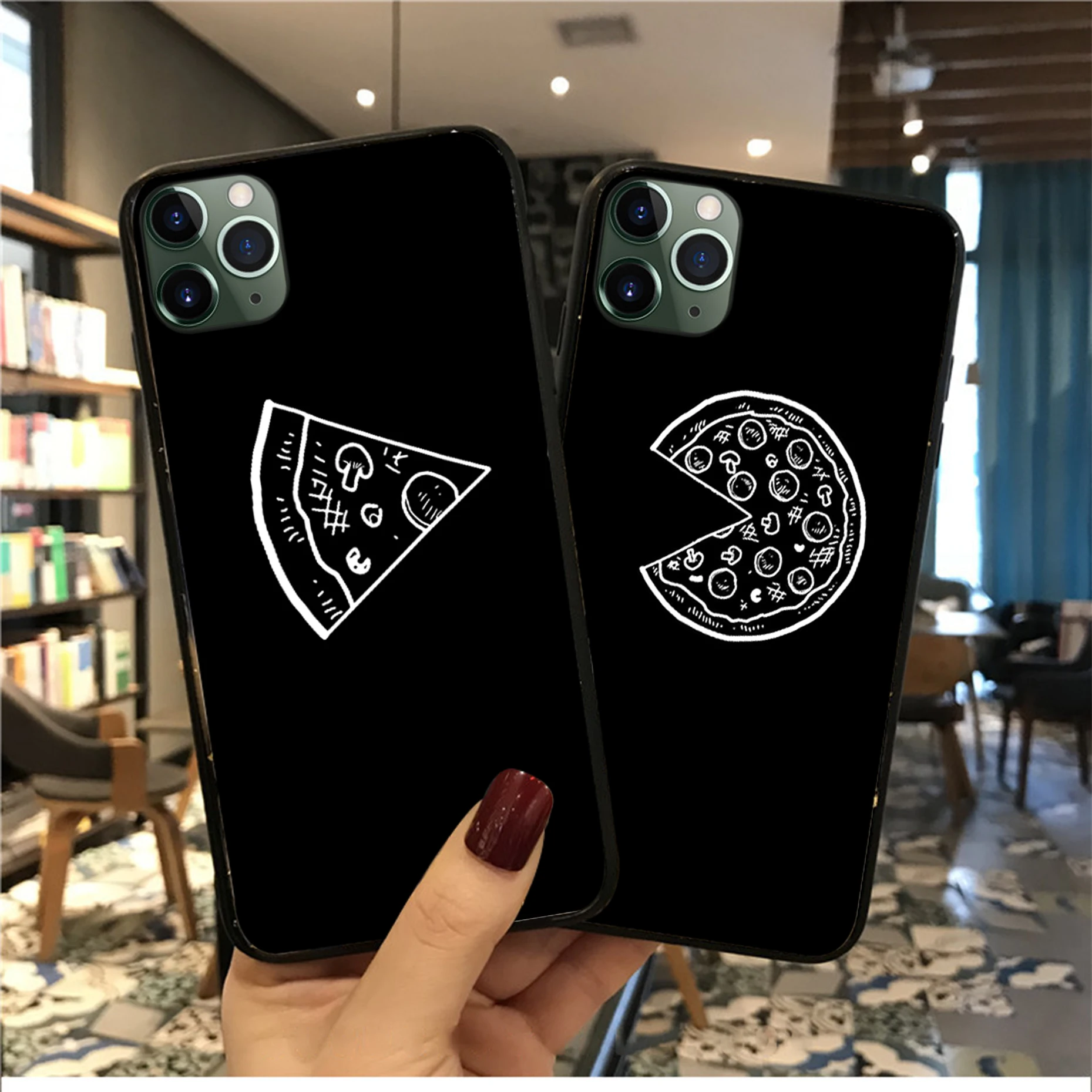 Забавная пицца лучшие друзья чехол для телефона для iPhone X XS MAX XR 11 Pro 7 8 6 6s Plus черная пара Мягкая задняя крышка Funda Shell