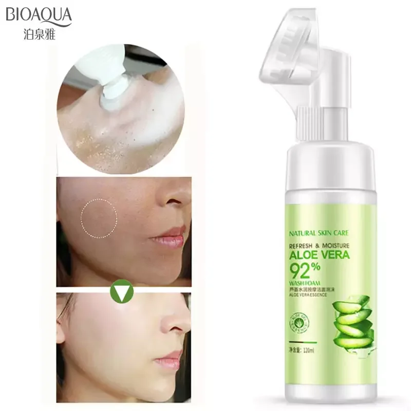 

BIOAQUA AloeVera Foam Facial Cleanser Shrink Pores Oil Control Moisturizing Acne Blackhead Removal Hydration Cleansing Skin Care