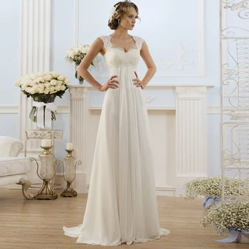 

Jiayigong Cheap Beach Wedding Dresses Plus Size Cap Sleeve Applique Chiffon Boho Bridal Wedding Gown Vestido De Novia