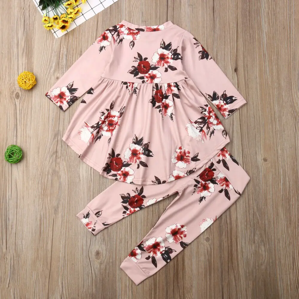 Baby Spring Autumn Clothing Toddler Baby Girls 2PCS Sets Clothes Floral Long Sleeve Tutu Dress Pants Soft Cotton Outfits