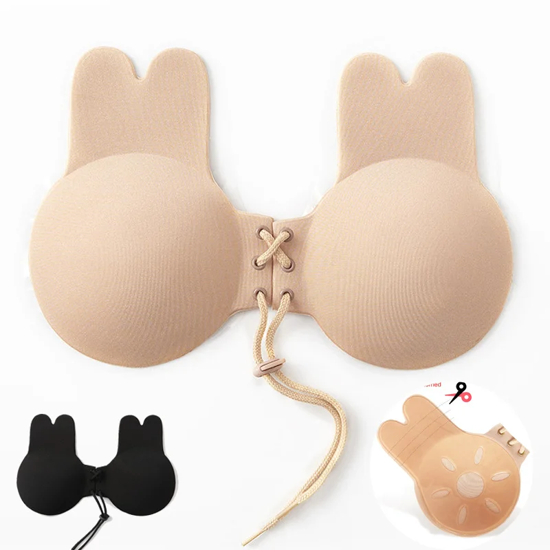 

Front Closure Sticky Silicone Bras Women Self Adhesive Bra Strapless Bandage Push Up Invisible Bra Bridal Underwear Plus Size