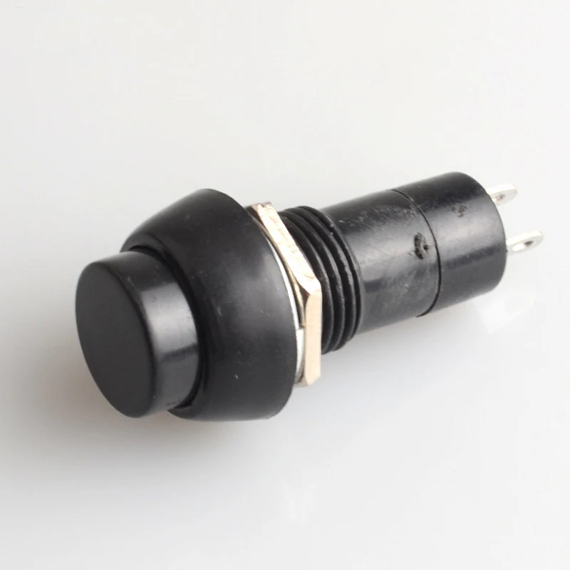 Черный 1PSC ПБ-11A Самостоятельная Блокировка, сброс, 3A 250V 2 pin перемещение кнопочный переключатель, переключатель кнопки питания, открытие, 12 мм - Цвет: Черный