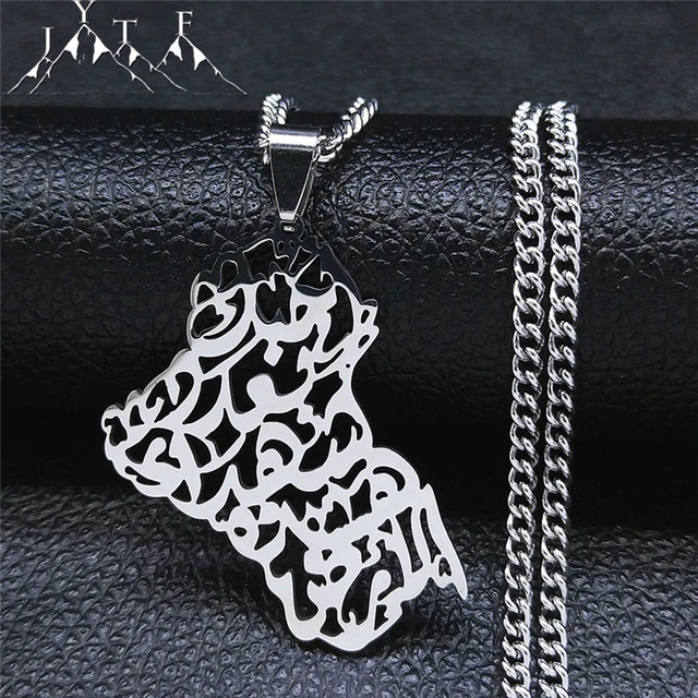 Palestine Map Silver Necklace