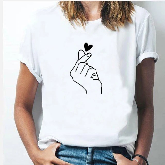 Than Heart Women's T-shirt Harajuku Love T Shirt Women Fashion Ladies Black Graphic T Shirts Women 2022 New Summer Femme Clothes JW316