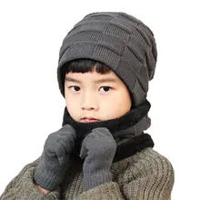 2021 Winter Warm Cap Cartoon Animal Hat Scarf Child Cotton Inner Beanies Hat And Ring Scarves Kids Girl Boy Kids Hat Scarf set