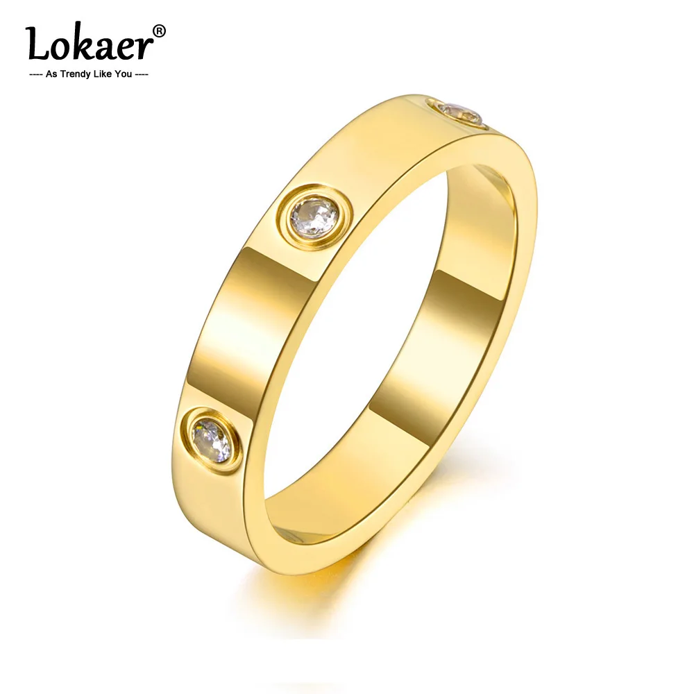Rose Gold Titanium Ring For Women With Cubic Zirconia Stones_voghion.com