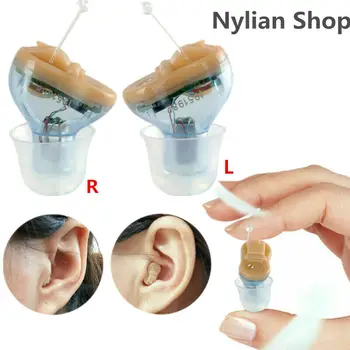 

Newest Clear Digital Invisible Hearing Aids Mini CIC Sound Amplifier Enhancer With A10 Battery Left ear/Right ear