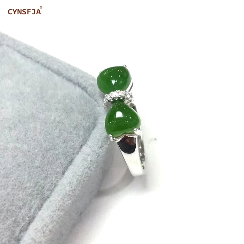 CYNSFJA настоящий Сертифицированный кулон, природная яшма 925 стерлингового серебра ручной работы ювелирные украшения Зеленые нефритоые кольца регулируемые лучшие подарки