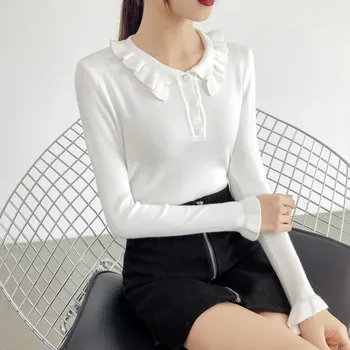 

Women Sweater High Quality Girl Autumn Long Sleeve Pullover Knitted Cute Sweet basic Knitwear Outwear Korean Style Top