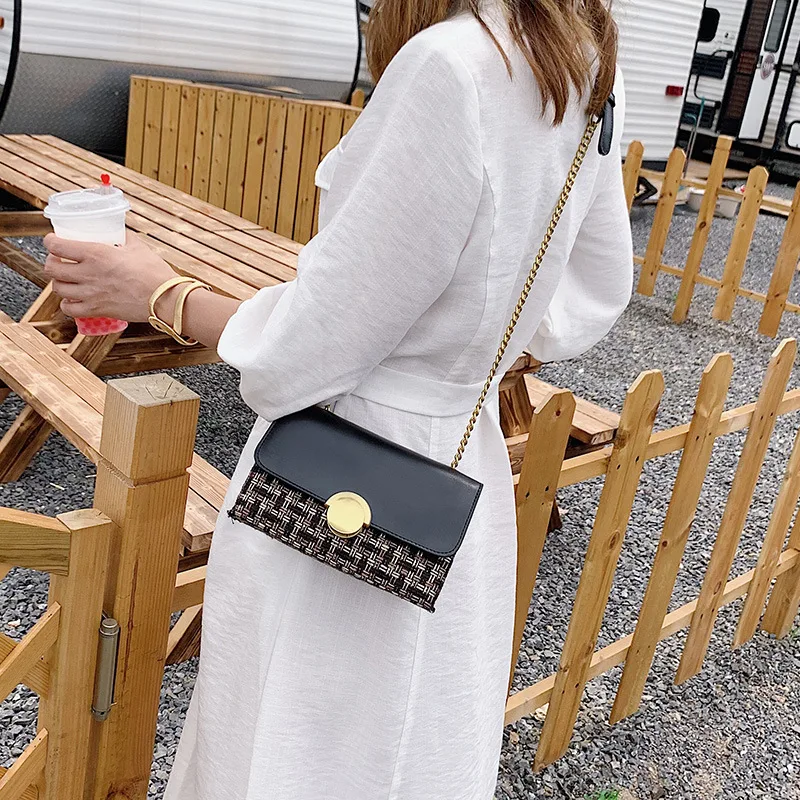 

Summer Non-mainstream INS Bag Women's 2019 New Style Fashion Simple Plaid Woolen Cloth Chain Shoulder Bag