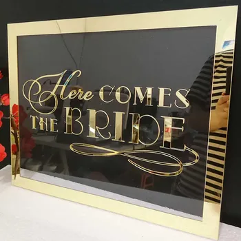 

Personalized Wedding Name Mirror Gold Acrylic Frame Welcome Guests Word Signs Wedding Party Decor Favor