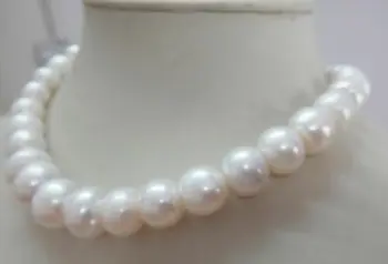 

HUGE 18"12-14MM SOUTH SEA GENUINE NEAR ROUND WHITE NUCLEAR PEARL NECKLACE