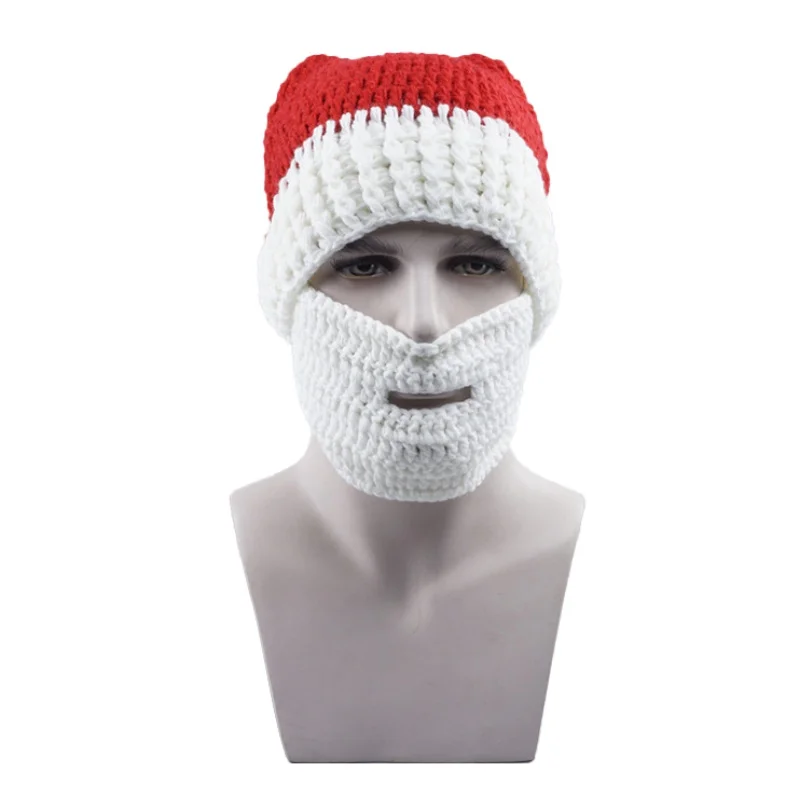 New Stubble Populous Beard Beanie Hats Winter Funny Knit Hat And Fake Beard Facemask Funny Knit Hat With Fake Beard