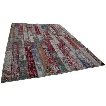 

244x308 Cm Multicolor Handmade Modern Patchwork Rug-8x10 Ft