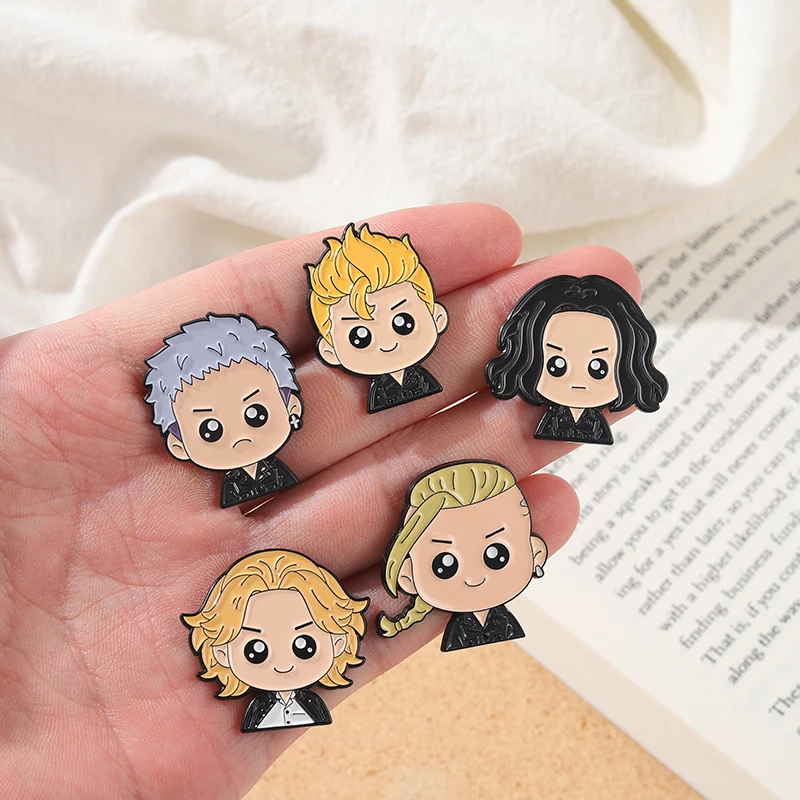 Demon Slayer HUNTERXHUNTER Enamel Pin Anime Characters 5pcs/Sets Suits Brooches Badge Backpack Gift Friends Jewelry Wholesale