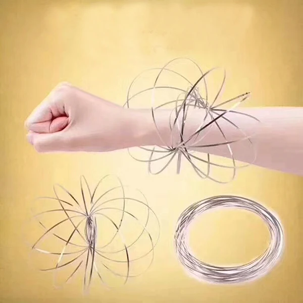 Игрушка Flow Rings из нержавеющей стали, кольца, игрушки, оригинальная кинетическая пружинная игрушка, волшебный браслет, игрушка Flow Rings(5 дюймов