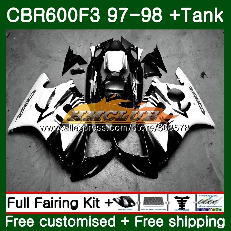 Майка для HONDA CBR600F3 CBR600RR CBR 600F3 FS 600CC белого и черного цвета 68CL. 4 CBR600 F3 97 98 CBR600FS CBR 600 F3 1997 1998 обтекатель