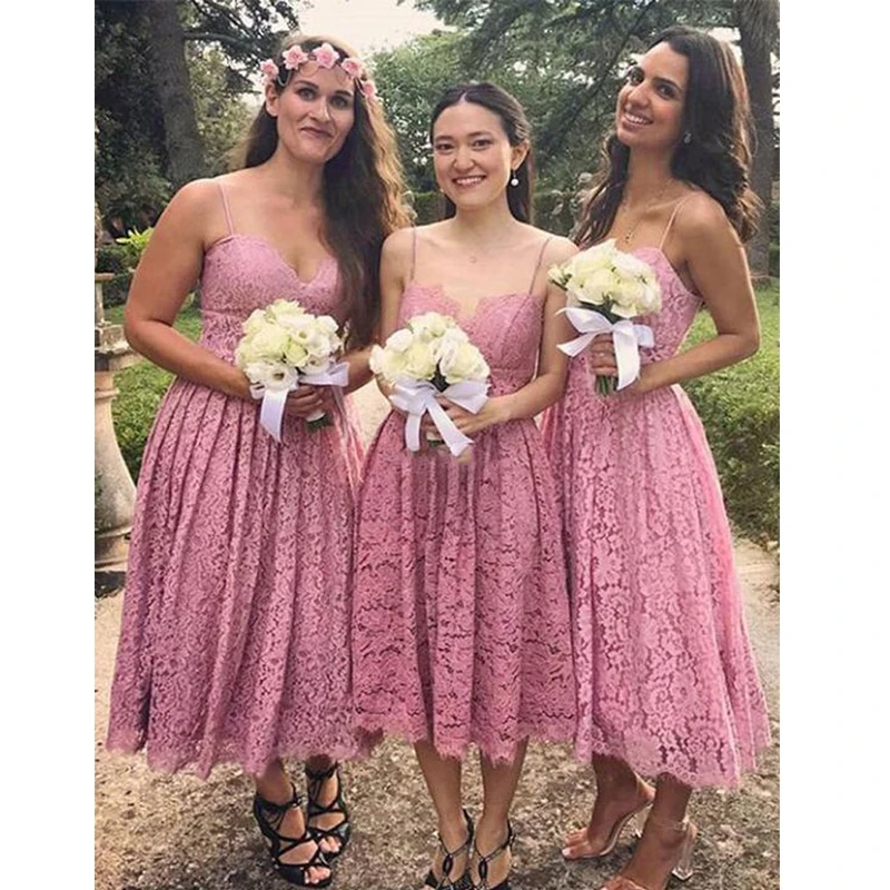 Кружевное платье подружки невесты A line Спагетти Vestido de Festa вечерние платья длинное, до лодыжки Свадебные праздничные платья - Цвет: Picture Color