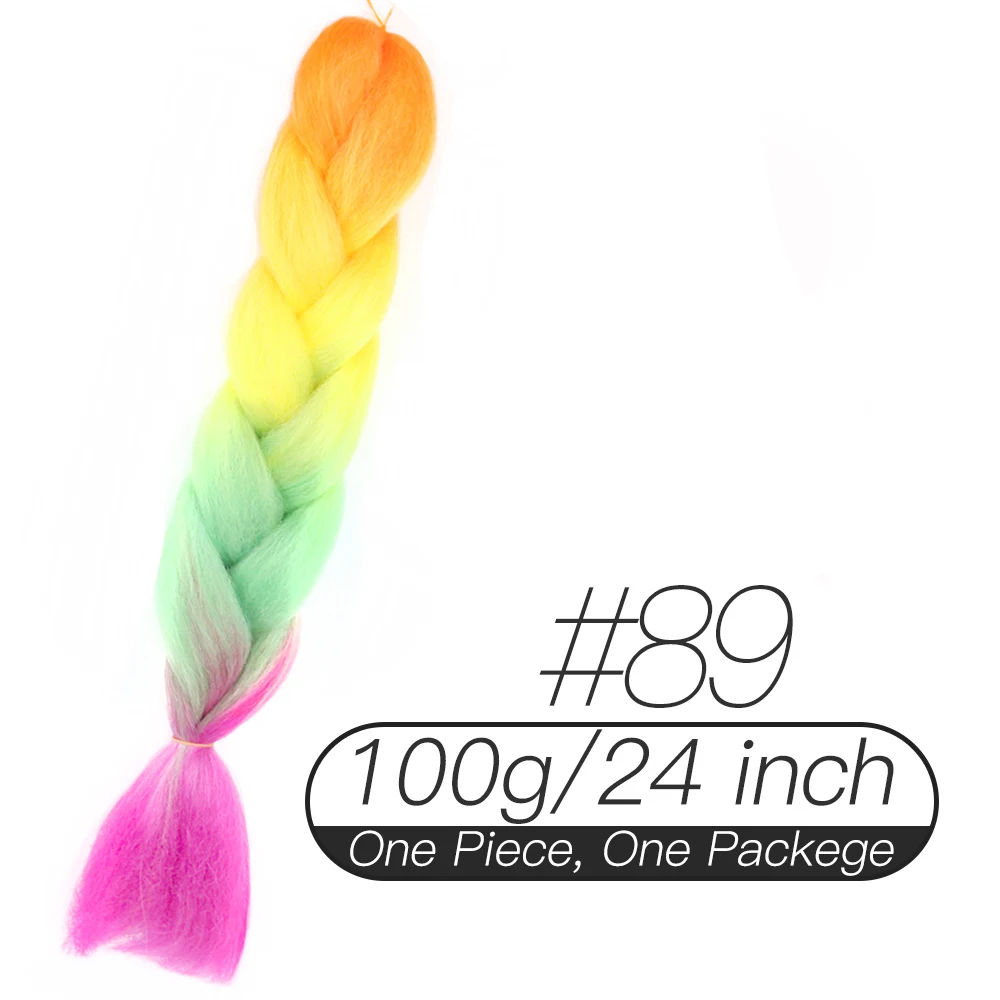 LiangMo три/два тона синтетические Омбре Джамбо плетение волос для наращивания 2"(60 см) 100 г/шт. термостойкие цветные крючком косы - Цвет: 89