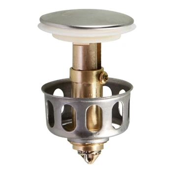 

Universal Bathroom Sink With Filter Basket Basin Strainer Replacement Parts Drain Plug Hair Catcher Easy Install Stopper Brass
