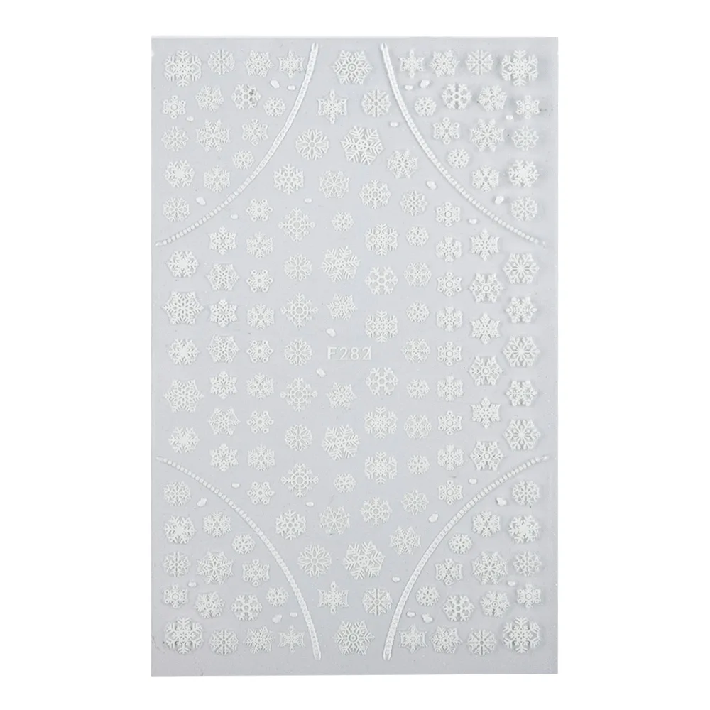 F282 White Dmoley, 4 цвета, Рождественская Снежинка, 3D стикер для ногтей, Рождественский олень, наклейки с Сантой, 1 шт., для дизайна ногтей, слайдеры, клейкая наклейка, инструменты для ногтей - Цвет: F282 White