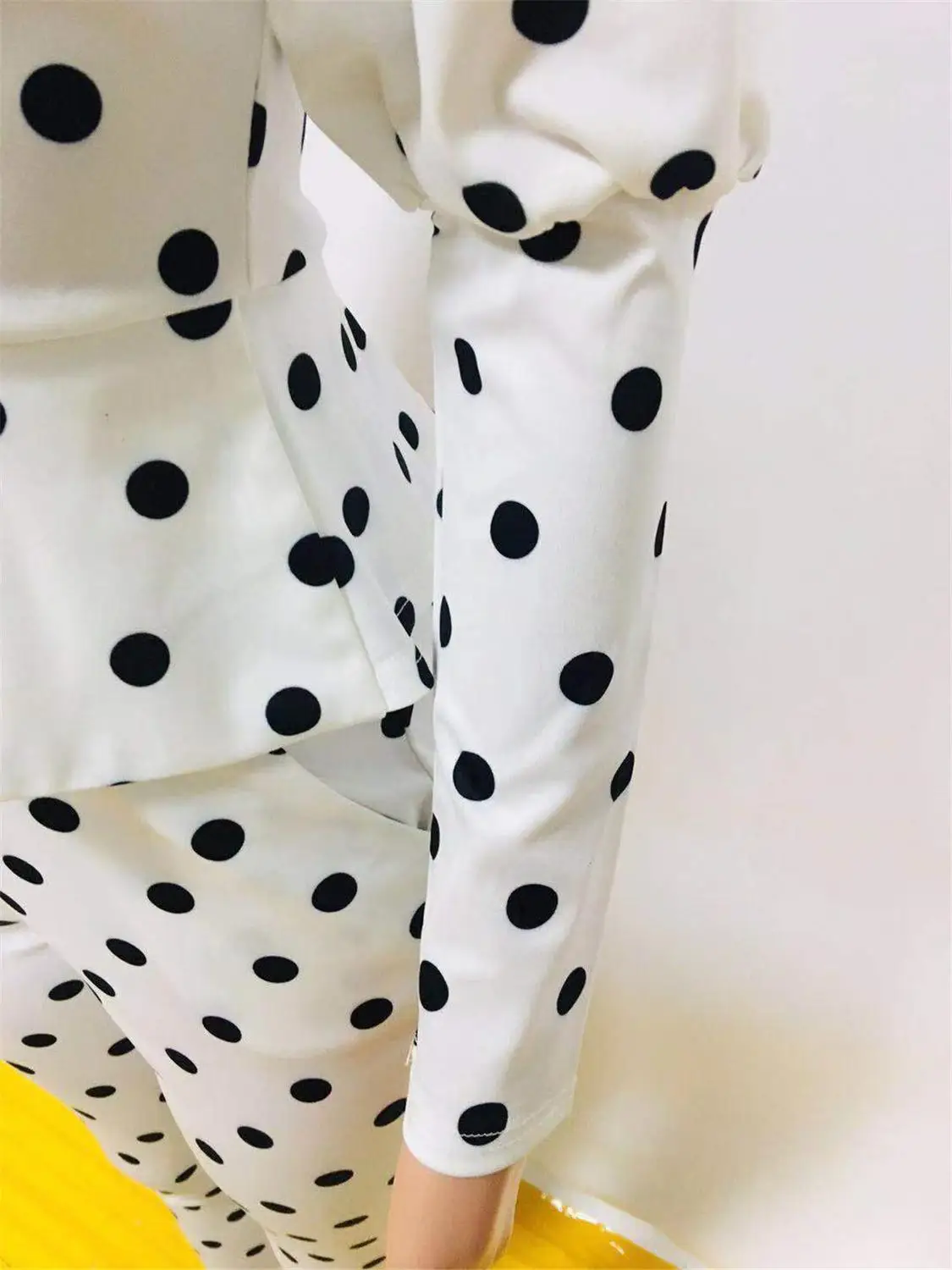 2020 new Women's  Notched Collar Polka Dot Ruffles Blazer High Waist long Pant Suits Elegant Business Office Lady 2 Piece Set - 4.00062E+12