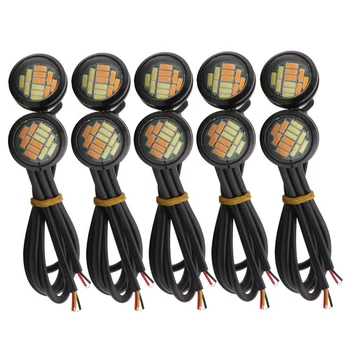 

10 Pcs 12V 2m Dual Color Switchback 4014 Smd 12 Led Drl Eagle Eye Daytime Light Car Motor Turn Lights