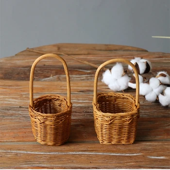 

Garden Wall-mounted Flower Basket Rattan portable flower basket pot Rattan Flowerpot Hanging Basket Birds Nest Wall decorations