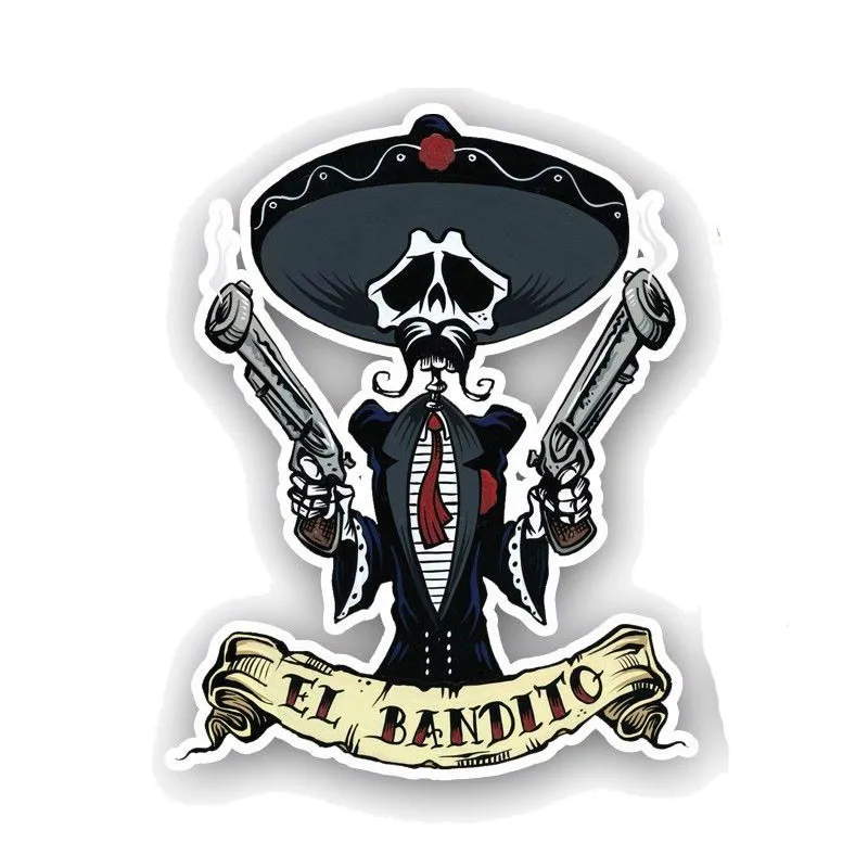 

Cover Scratches EL BANDITO Skull Car Sticker Style Waterproof Anti-UV Accessories Personality KK Vinyl PVC Car Stickers Decal