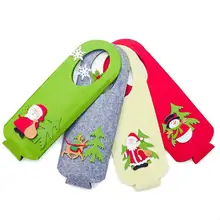 Рождественское красное вино бутылка сумка набор мультфильм вино подарок войлочная сумка вечерние ресторан отель обеденные украшения для дома на Рождество