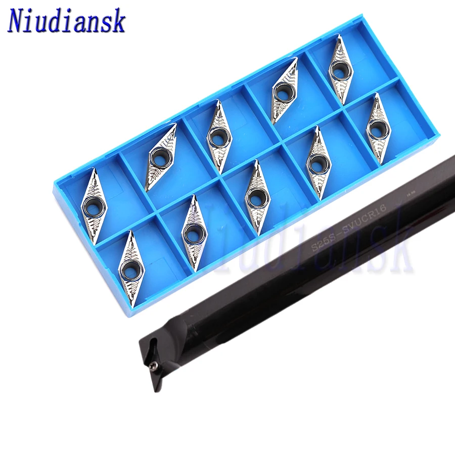 

1pc S20R-SVUCR16 Arbor S25S-SVUCR16 Inner Hole Turning Tool Holder S20R-SVUCL16 CNC Lathe Tool 10pcs VCGT1604 Carbide Insert Set