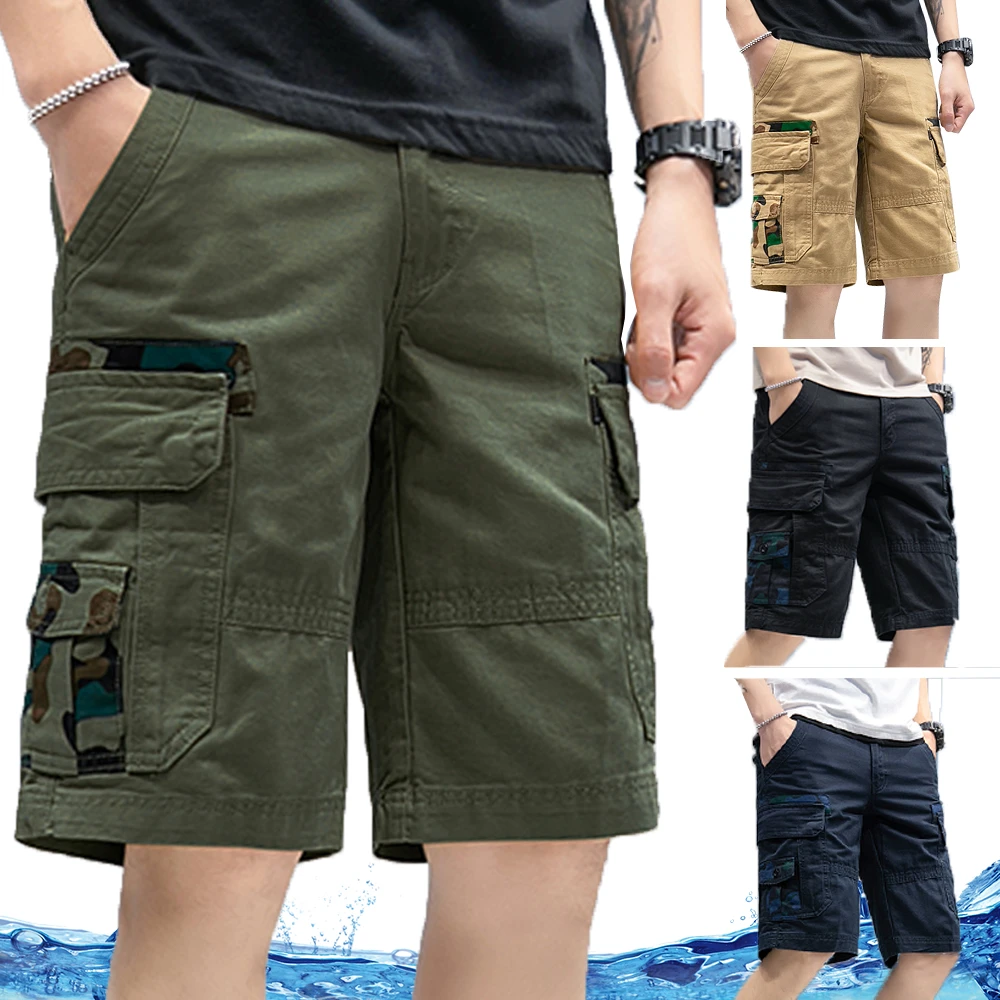 Mens Shorts Cargo Cotton Shorts Men Summer Short Pants Military Pants