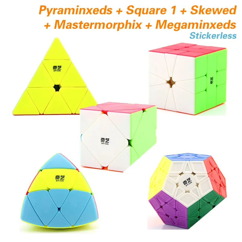 QiYi Pyraminxeds Megaminxeds SQ-1 Mastermorphix 3x3x3 магический куб, квадрат 1 Skewbes Pyramid speed Cube Пазлы игрушки подарок - Цвет: 5 Cubes-Stickerless