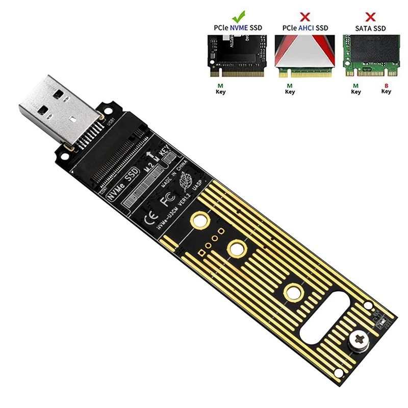 M.2 Nvme Ssd на Usb адаптер, M.2 Ssd на карту типа a, высокая производительность 10 Гбит/с Usb 3,1 Gen 2 мостовой чип, использовать в качестве портативного Ssd, U
