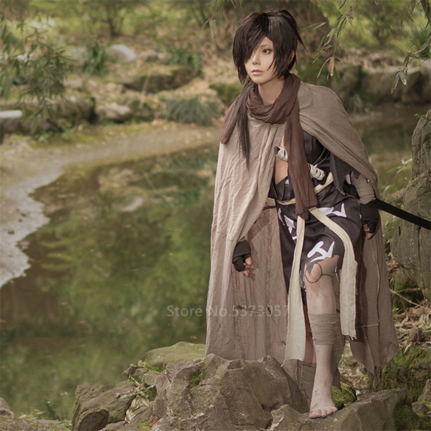 Костюм для косплея аниме Dororo мужчин и женщин плащ на Хэллоуин + кимоно шарф парики