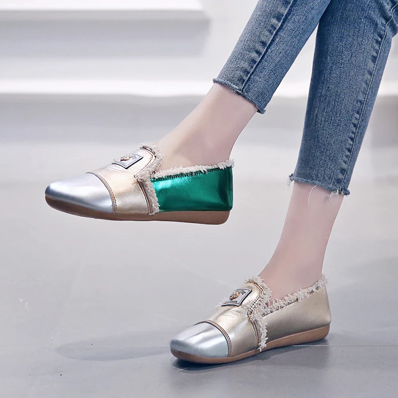 

Slip on Loafers Ladies Shoes Comfortable Rubber Flat Shoes Women Casual Round Toe Flats Slip-on Shoes Autumn Women Shoes 2019 PU