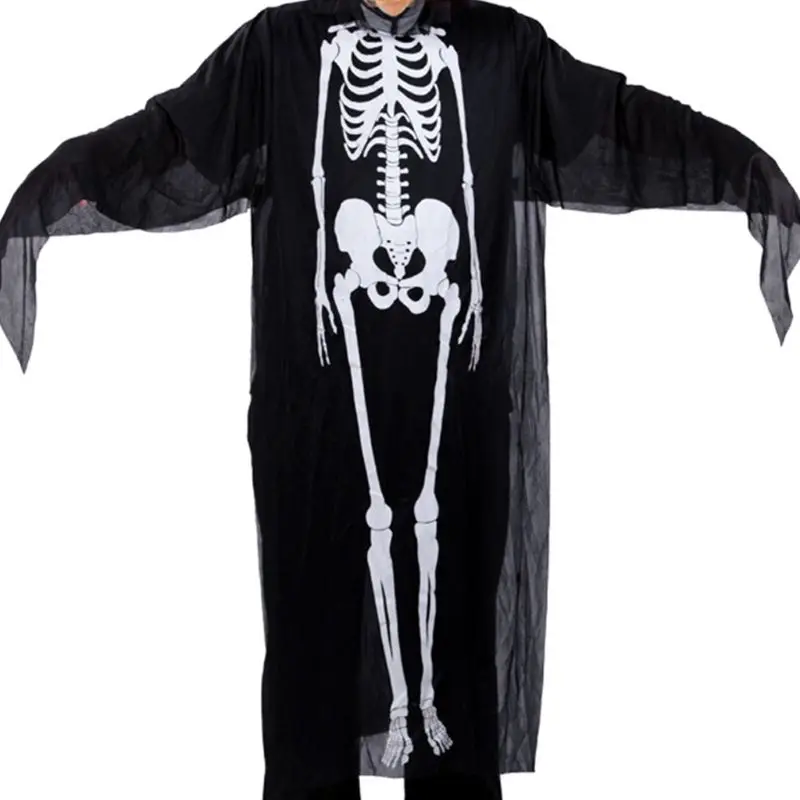 Взрослых унисекс Хэллоуин косплей костюм Скелет демон дух ведьмы плащ маска перчатки поддельные ногти вечерние реквизит аксессуары набор