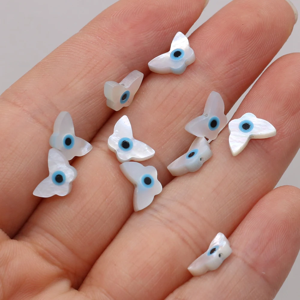 4 Stück natürliche Muschel blau griechisches Auge böser Blick Perlmutt Perlen Charms für DIY Schmuckherstellung Halskette Armband Zubehör – Detail 26