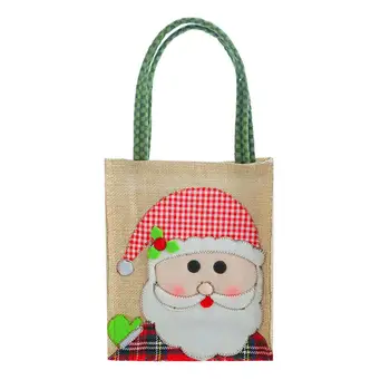 

Reusable Canvas Christmas Shopping Bag Red Cartoon Snowman Candy Tote Gift Bag large shoulder Handbag soft A50