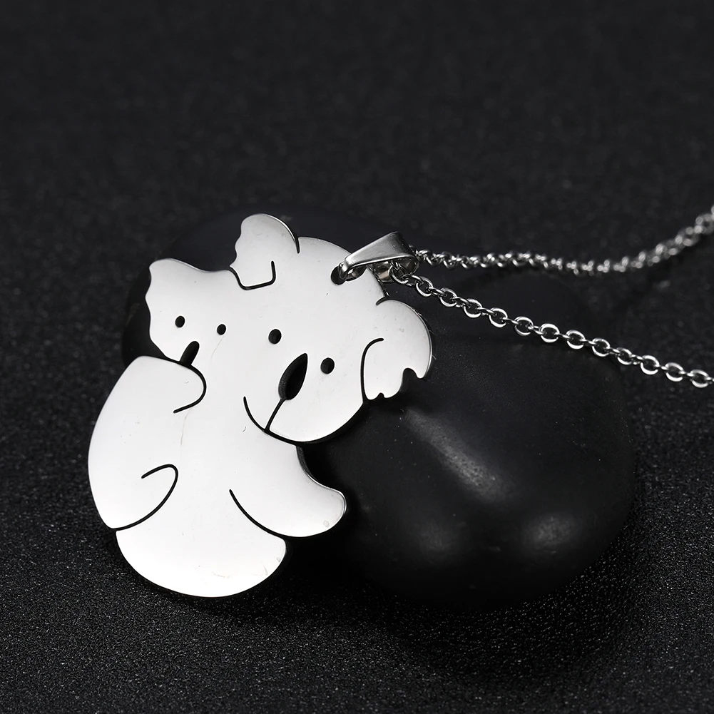 Lemegeton Милая Панда Сова Медведь свинья собака кошка ожерелье женское из нержавеющей стали ювелирные изделия друзья подарок животное Чокер ожерелья бижутерия - Окраска металла: Bear 1 Silver