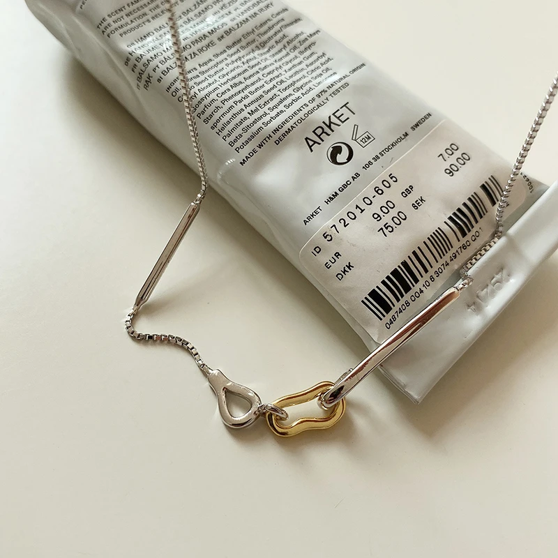 Ожерелье женское двухцветное из серебра 925 пробы с покрытием 18 каратного