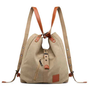 

Cute Canvas Women Shoulder Bags High Quality Multifunction Ladies Back Pack Students School Travel Bags Large Capacity Female