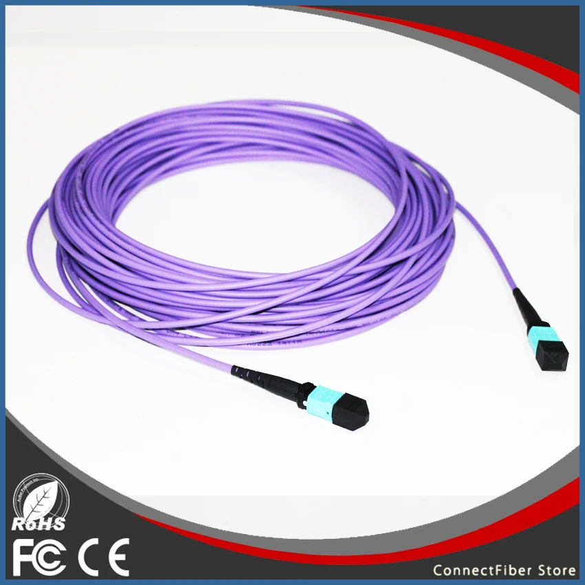 2m(7ft) Senko MPO Female 12 Fibers Type B LSZH OM4(OM3) 50/125 Multimode Elite Trunk Cable, Voilet