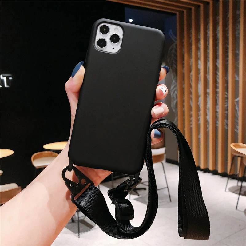 Shoulder strap lanyard Phone Case For iphone 12 13Pro 12Pro 11 11Pro Max X XR XS Max SE 7 8Plus Candy color soft silicone case Shoulder strap lanyard Phone Case For iphone 12 13Pro 12Pro 11 11Pro Max X XR XS Max SE 7 8Plus Candy color soft silicone case