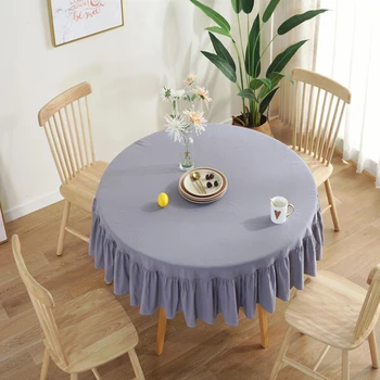 

Cover Stain Prevention Daily Reusable Home Kitchen Round Cotton Linen Table Cloth Dining Soft Easy Clean Dust Proof Washable