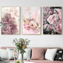  Nordic Wall Art Pink Flower Bouquet Canvas Posters And Prints Aesthetic Plants Decorative Painting For Living Room Cuadros 