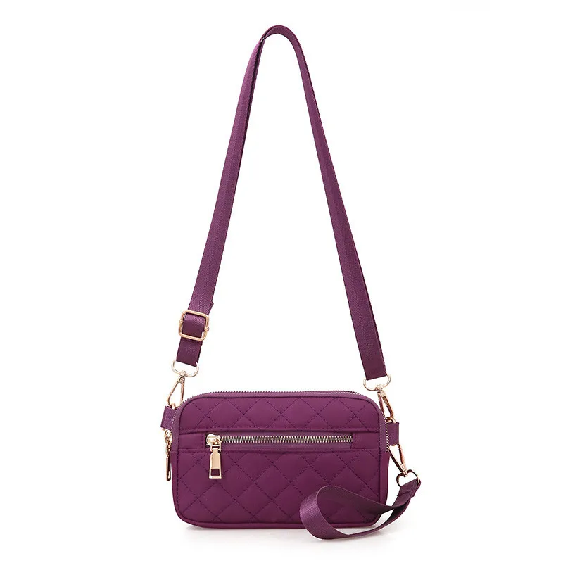 purple LKEEP, Маленький Нейлоновый кошелек через плечо для женщин, маленькие сумки, мини нейлоновая Дорожная сумка на плечо, много карманов на молнии - Цвет: purple