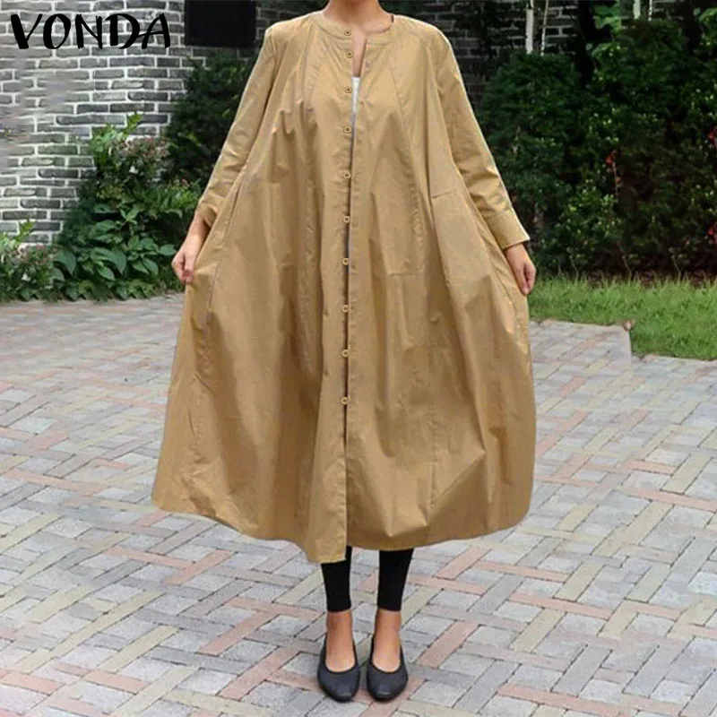 VONDA средства ухода за кожей для будущих мам платье Для женщин Повседневное на пуговицах с длинными рукавами и круглым вырезом платья в богемном стиле, Vestidos, свободное, Беременность сарафан-Халат