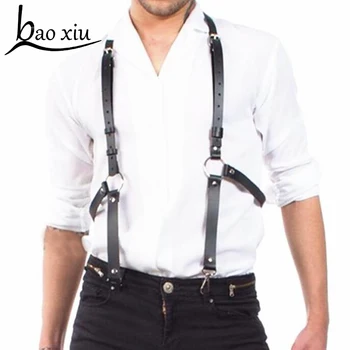 

New Punk Gothic Harajuku Men Faux Leather Body Bondage Cage Sculpting Harness Corset Waist Belt Straps Suspenders Accessories